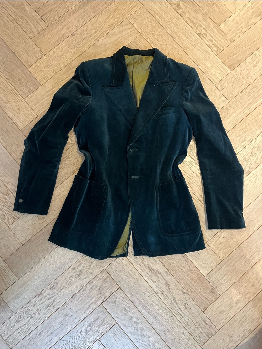 Vintage French Velvet Dark Green oversize Blazer